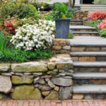 Natural,Stone,Steps,And,Retaining,Wall,,Planter,And,Garden,Border
